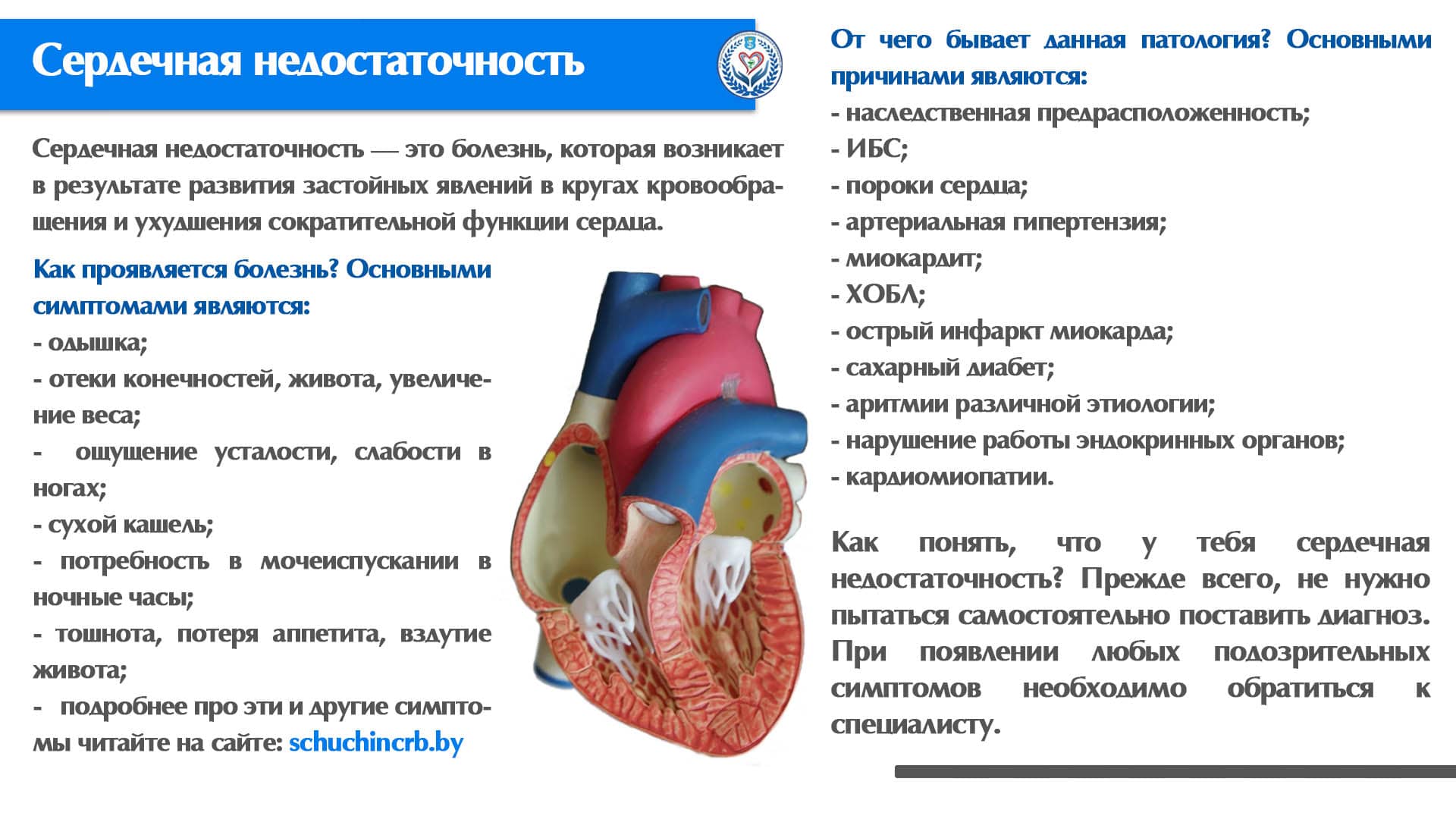 Учреждение здравоохранения "Щучинская центральная районная больница" - Сердечная  недостаточность