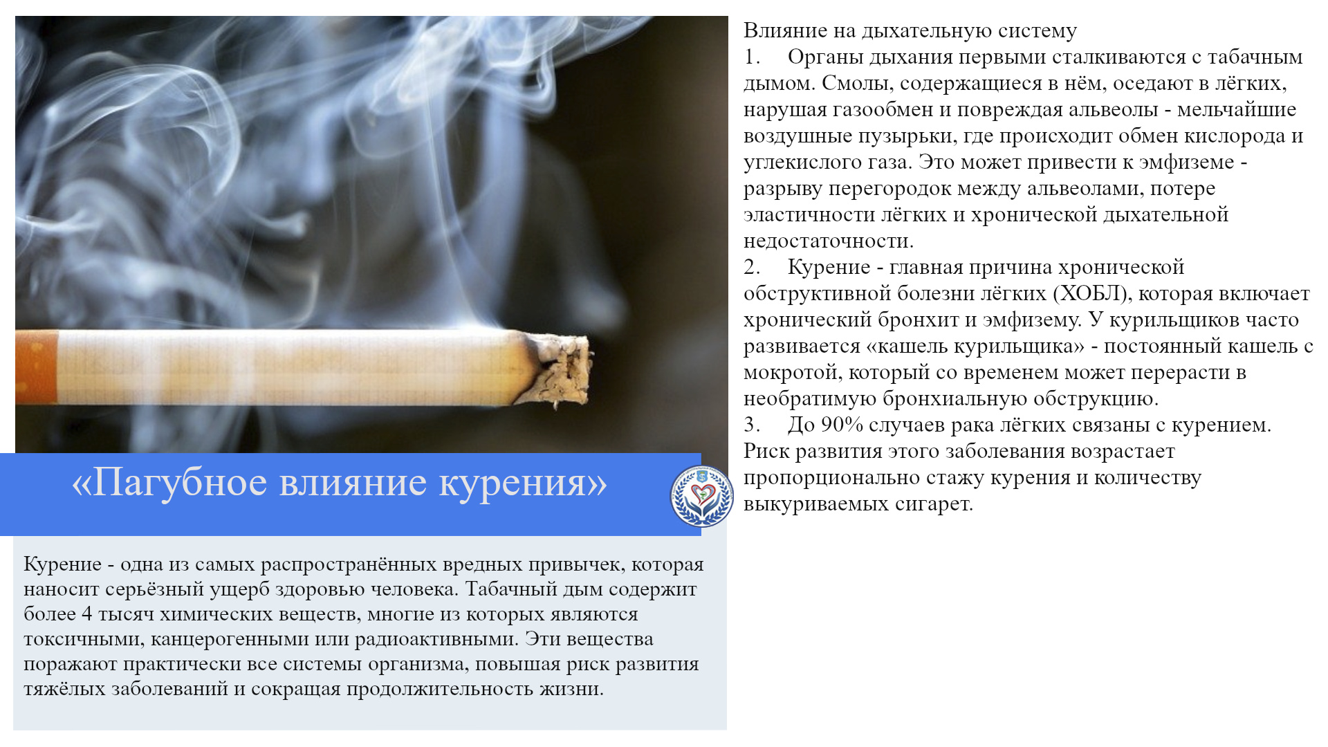 «Пагубное влияние курения»